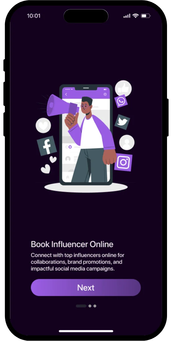 Influenzars business dashboard showing filtered creator search results with engagement stats